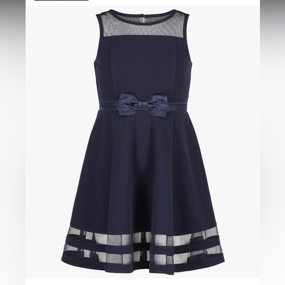 Calvin Klein Gil’s Navy Dress with Sheer Hem Detail, size 10 - Picture 10 of 10